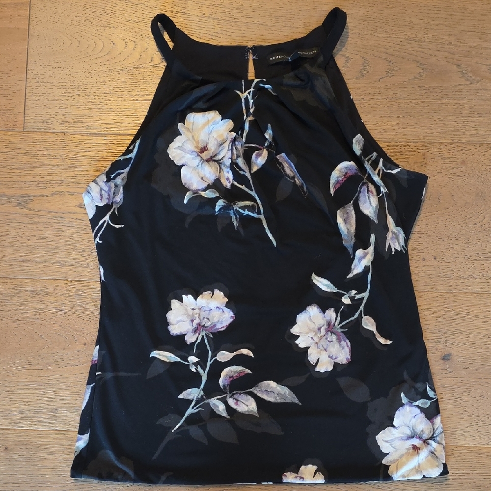 White House Black Market Black Floral Camisole
